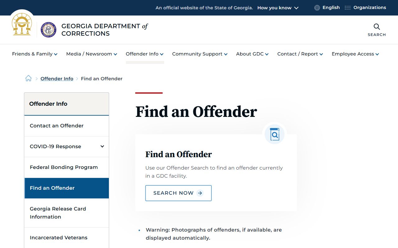 Screven County inmate search through Georgia Department of Corrections offender locator