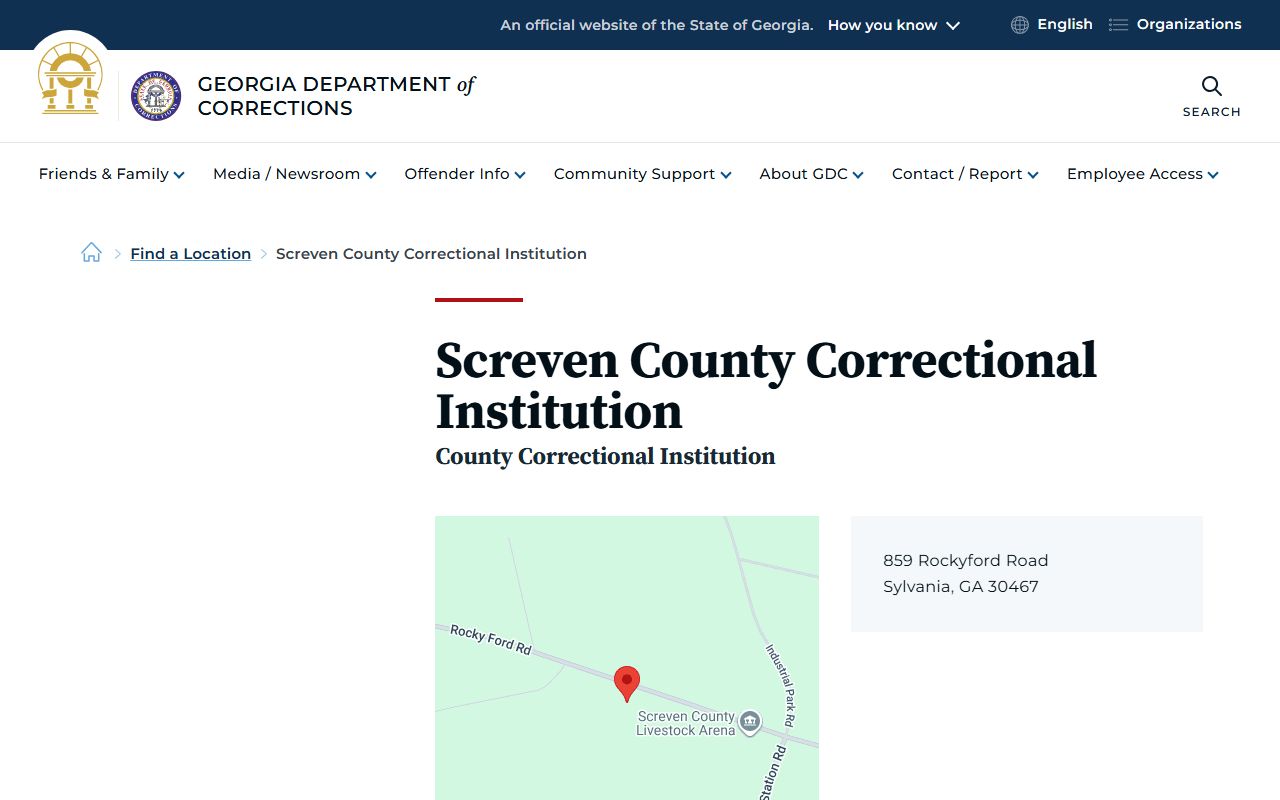 Screven County Correctional Institution GDC inmate lookup location profile