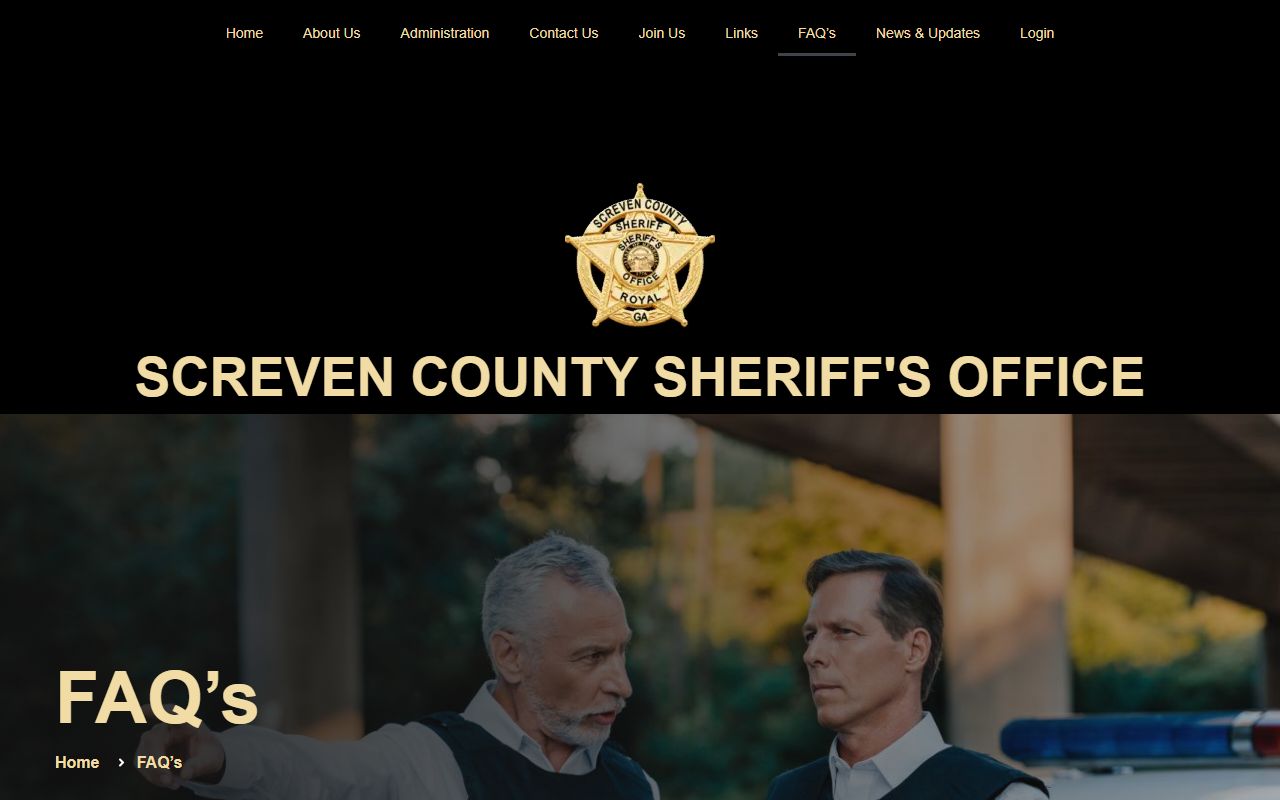 Screven County inmate records sheriff FAQ page with visitation and money rules